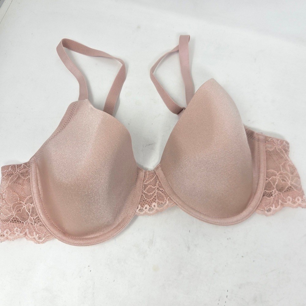 Wacoal Halo Lace Underwire Bra 38C Rose Pink Seamless Molded Cup 853127